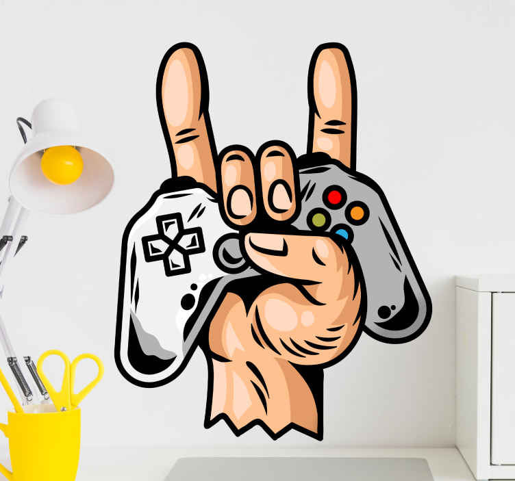 Gaming Rock Joystick Video Game Wall Decal Tenstickers