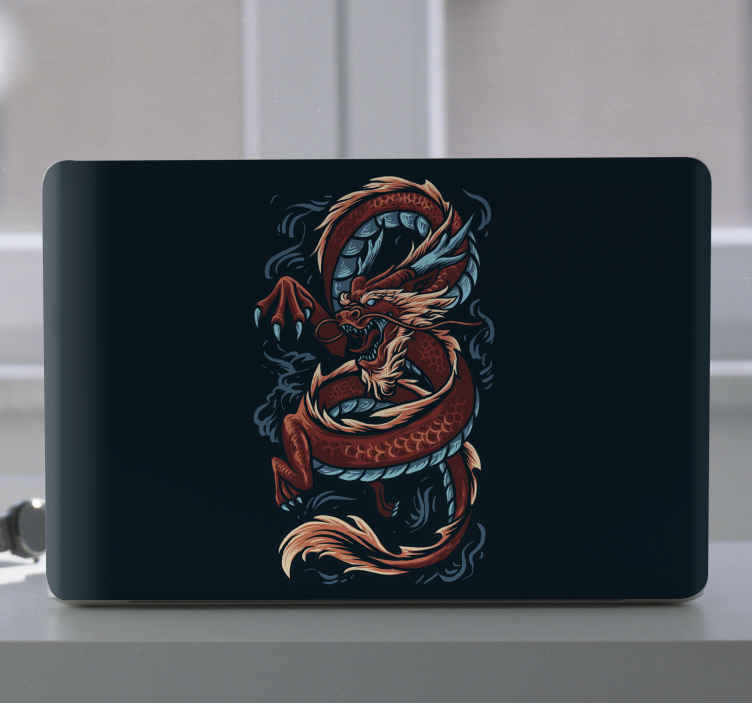 中国のドラゴンイラストノートパソコンのステッカー Tenstickers