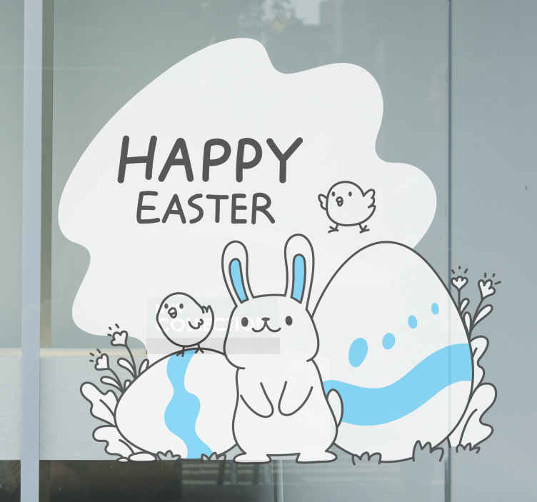 Chick and bunny Easter egg window decal TenStickers