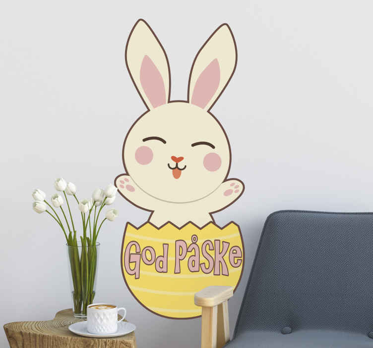Påskehare i gult eggveggklistremerke - Tenstickers