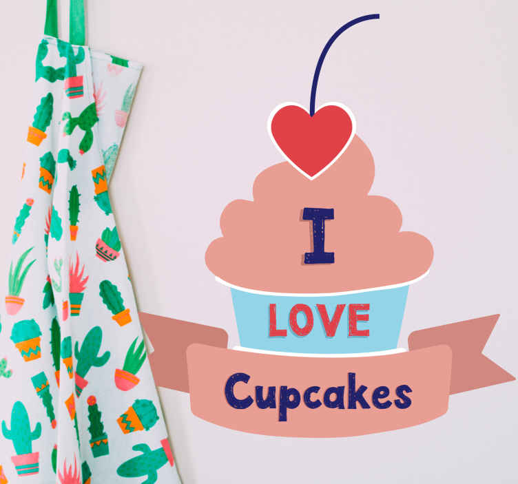 Sticker gastronomie art mural cupcake amour - TenStickers