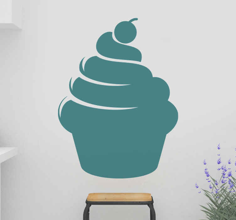 Monocolor cupcake with cherry food wall sticker TenStickers