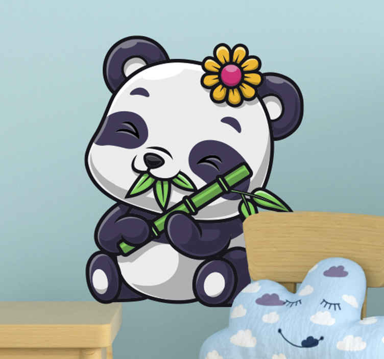 Vinis para quarto infantil Desenho animado de panda dizendo oi - TenStickers