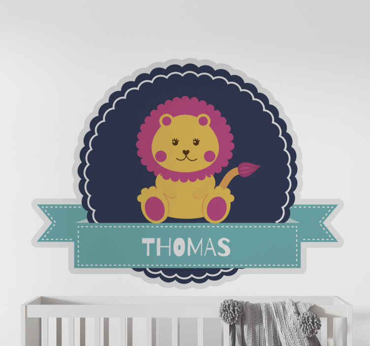 Sticker Chambre Enfant Petit Lion Avec Nom Tenstickers