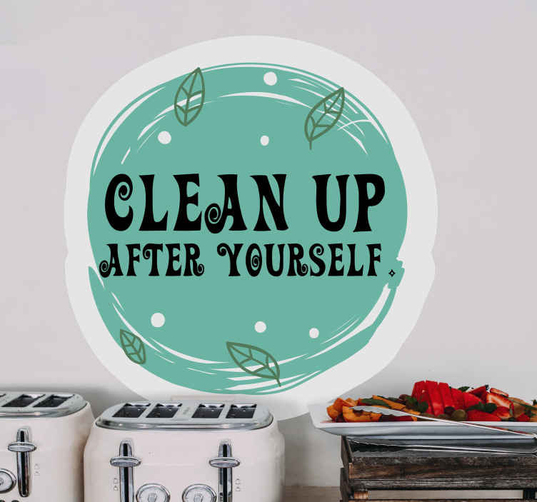 Clean Up After Yourself Cutlery Quote Wall Sticker Decal Transfer Kitchen Vinyl 