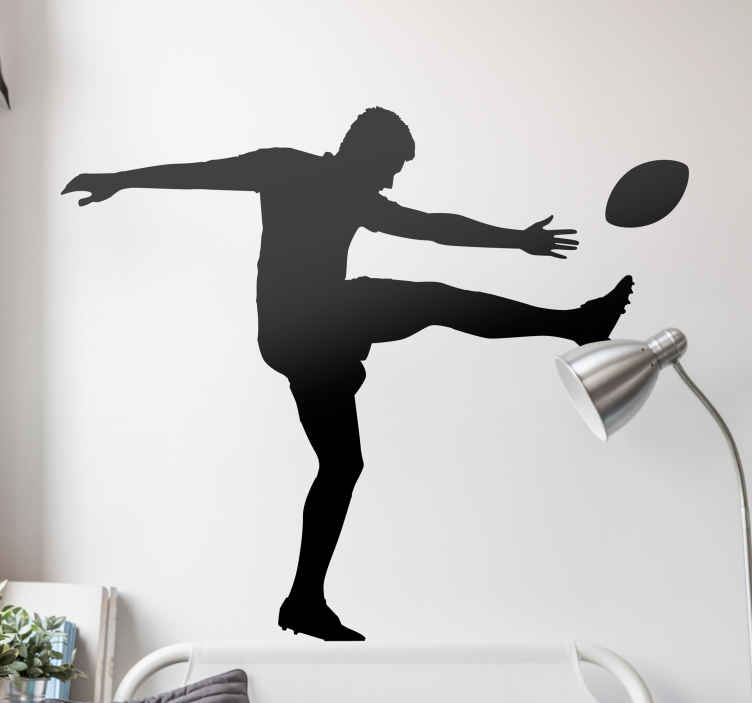 Image of Stencil rugby Giocatore di rugby calci silhouette