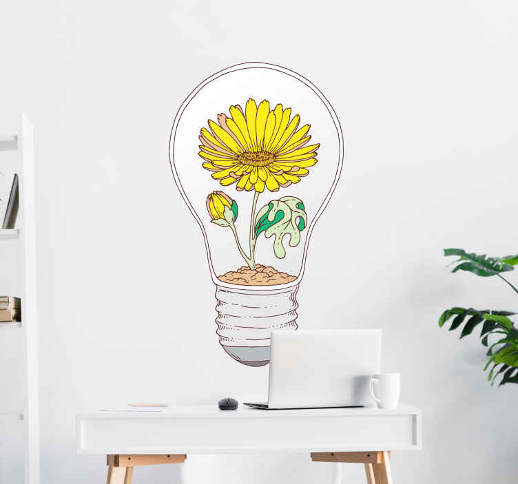 Sunflower light bulb abstract wall sticker - TenStickers