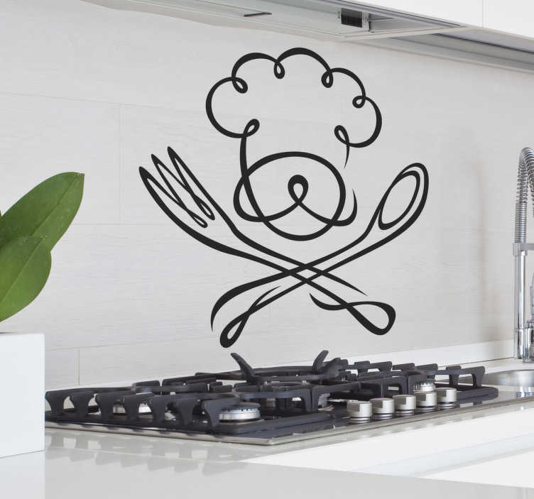  Adhesivo de pared de cocina Chef Food Drink Logo Vinilo  Pegatina Cocina Restaurante Decoración Papel pintado creativo : Todo lo  demás