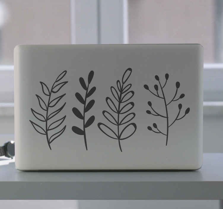 Leaf sketches laptop skin decal - TenStickers
