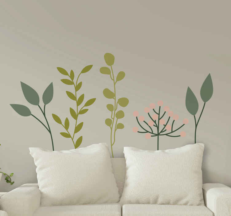 Leaf neutral colours plant wall decal - TenStickers