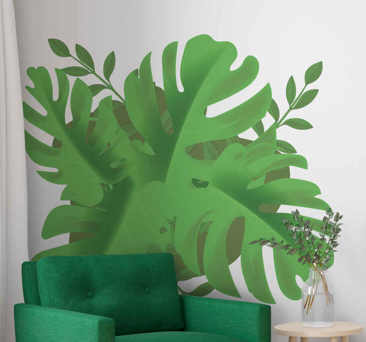 Leaf four jungle plant wall decal - TenStickers