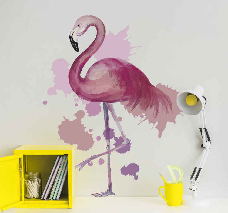 Vintage flamingo with splash colors sticker - TenStickers