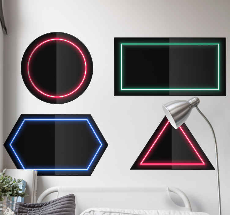 Sticker geometrische vormen neon gekleurde accenten - TenStickers