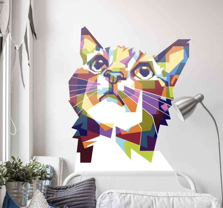 Vinilo decorativo arte Splash color gato colorido - TenVinilo