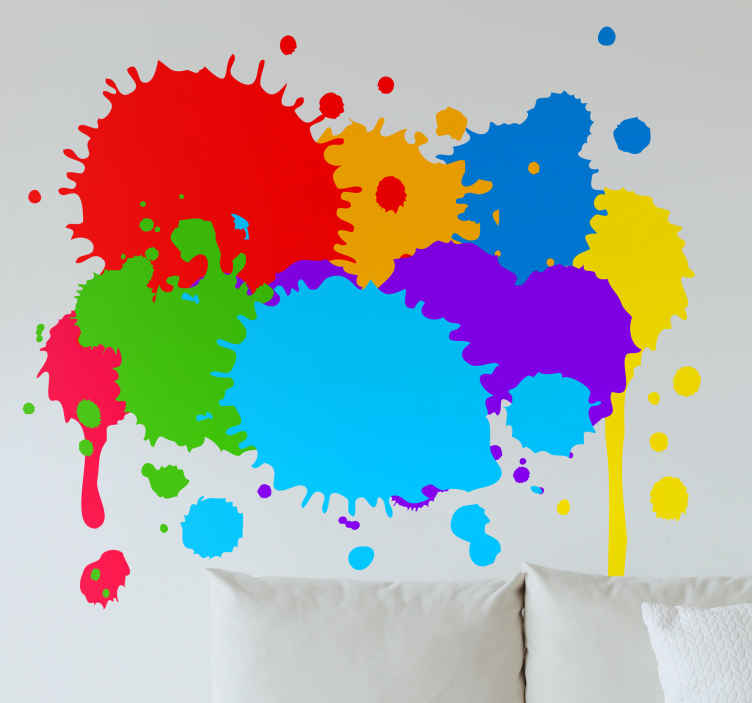 Sticker Art Deco Chat coloré de couleur splash - TenStickers