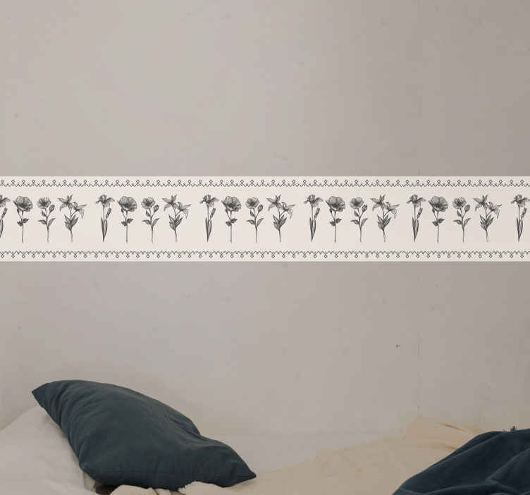 Elegant floral trim decoration wall sticker - TenStickers