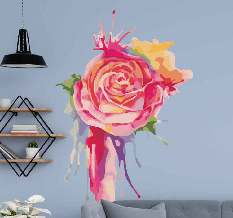 Vinilo flores salpicadura de rosas coloridas - TenVinilo