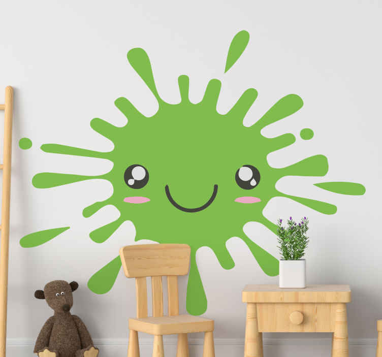 Green Happy Splash monster sticker - TenStickers