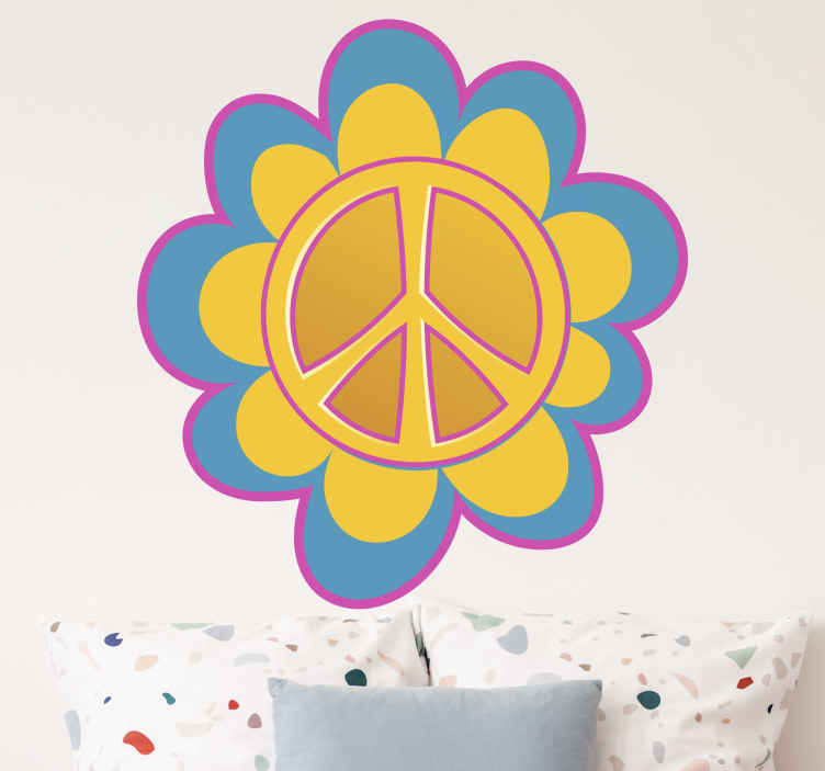 Flower peace sign flower wall decor TenStickers