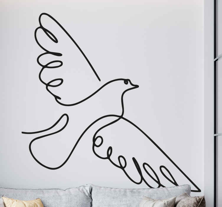 Minimalist güvercin kuşu duvar sticker - TenStickers