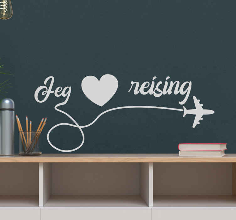 Jeg elsker å reise sitat wallstickers - Tenstickers