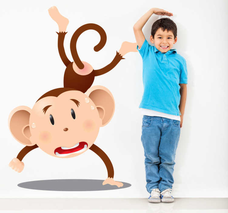 Tenstickers Sticker kinderkamer handstand aap
