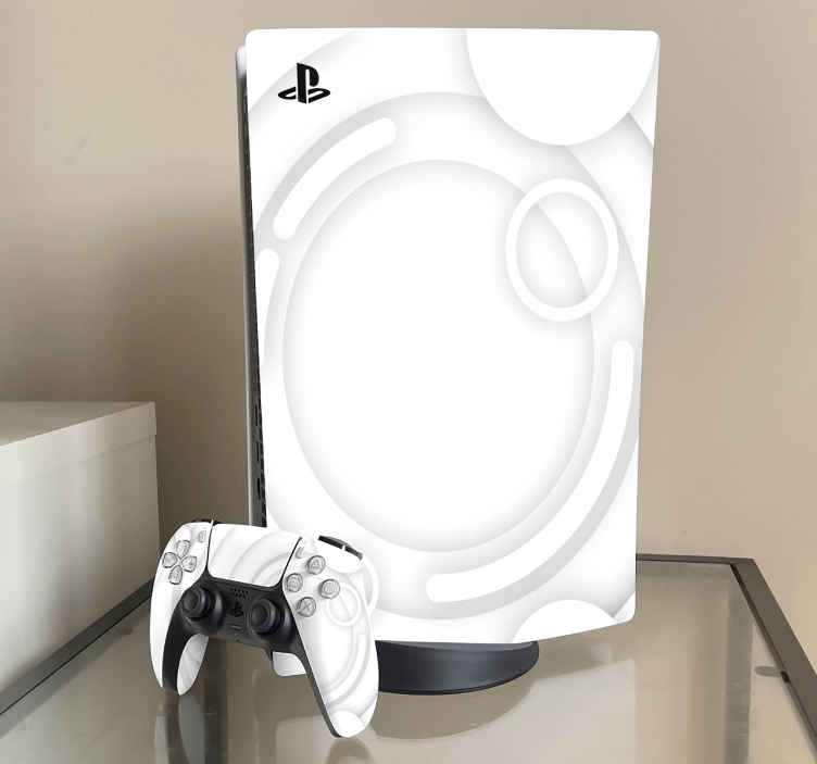 Bílý kruh abstraktní samolepky ps5 - TenStickers