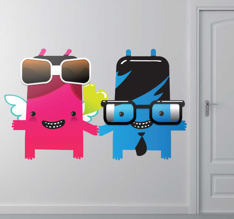 Sticker enfant couple de monstres