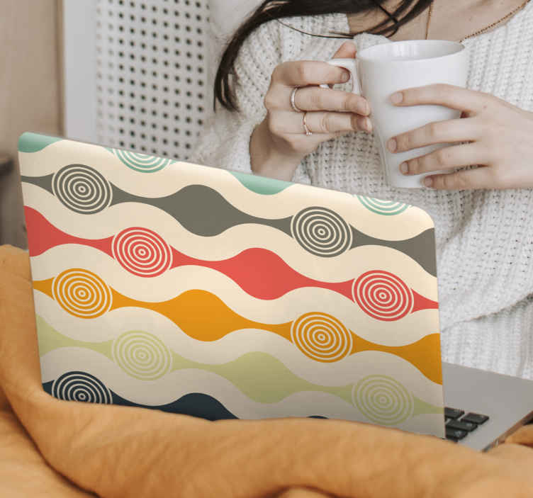 Laptop skin with lively curved designs - TenStickers