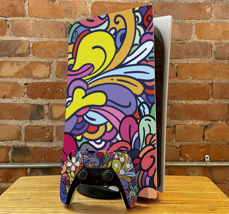 художественный красочный дизайн playstation 5 наклейка - TenStickers