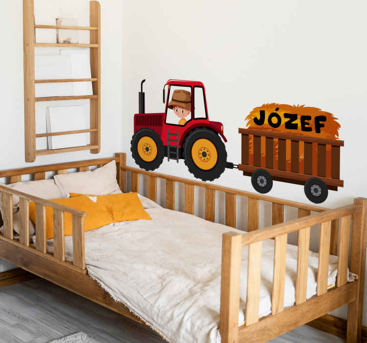 Adesivo de parede com trator de direção de fazenda grande, quarto infantil,  desenho animado, trator caminhão, carro, carro, carro, carro, carro,  decoração de vinil, 68 x 56 cm