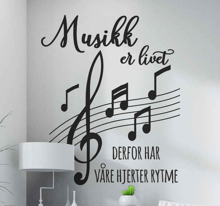 Musikk er livsmotiverende vegg klistremerker sitat - Tenstickers