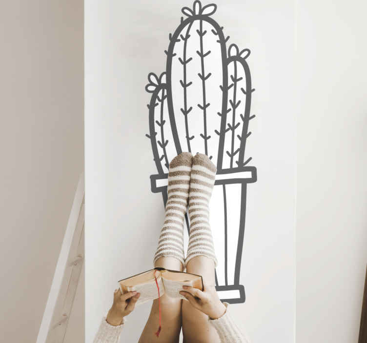 Muursticker planten cactus in container - TenStickers