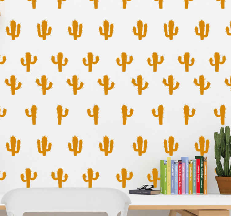 Muursticker planten gestileerd cactuspatroon - TenStickers