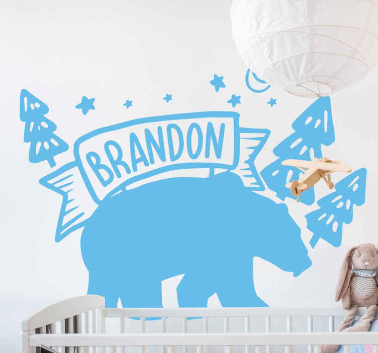 Muursticker kinderkamer beer en bomen - TenStickers