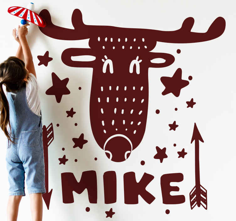 Customizable sticker whimsical deer face - TenStickers