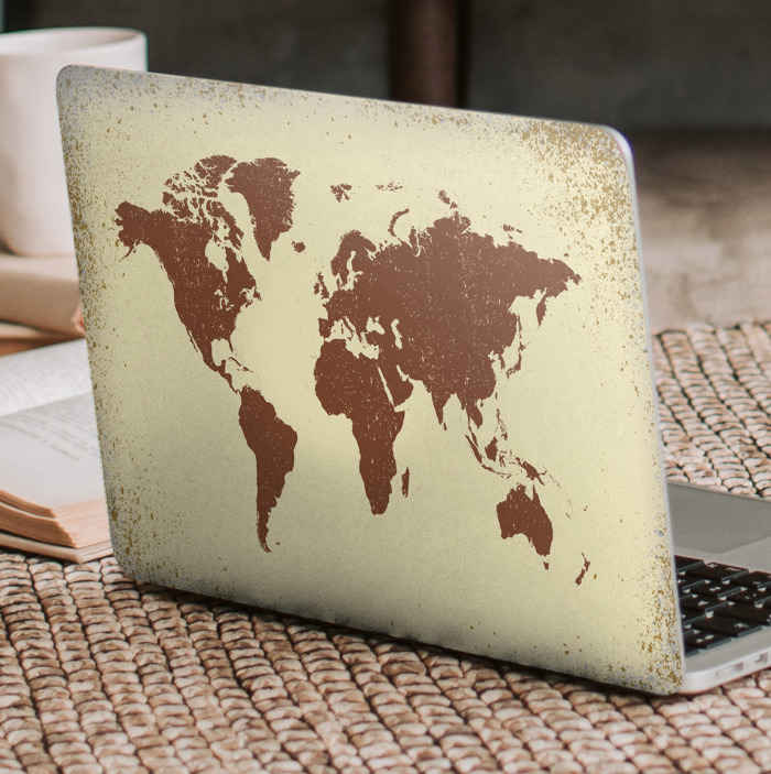 Tenstickers Stickers voor laptop Vieze oude wereldkaart