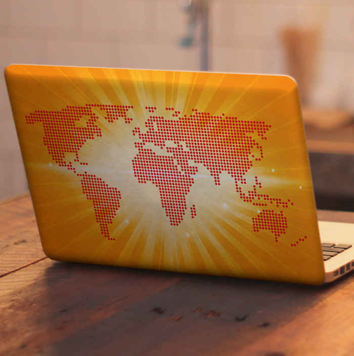 Sticker pour ordinateur carte du monde en points - TenStickers