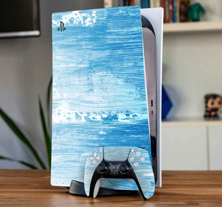 Sticker ps5 couverture texturée aqua - TenStickers