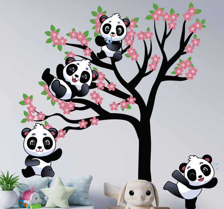 Vinis para quarto infantil Desenho animado de panda dizendo oi - TenStickers