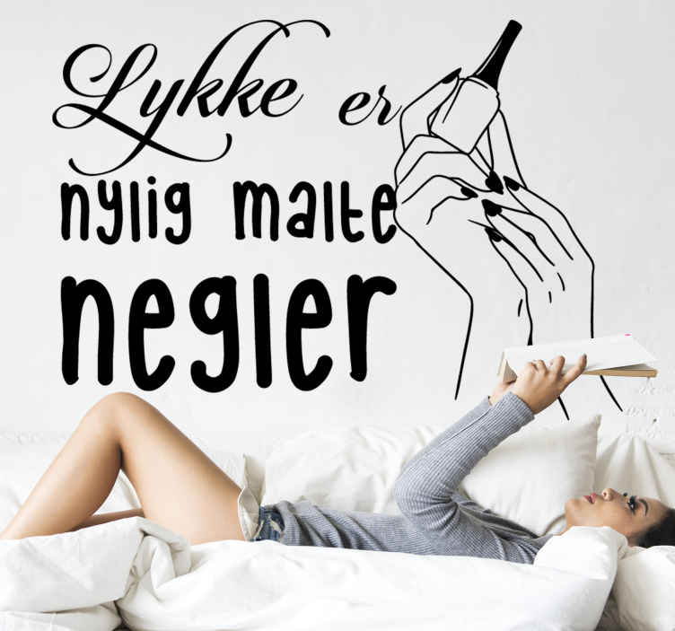 Lykke er malt negler sitat klistremerker sitat - Tenstickers