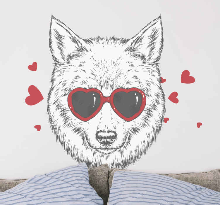 心の野生動物のデカールとかわいいオオカミ Tenstickers