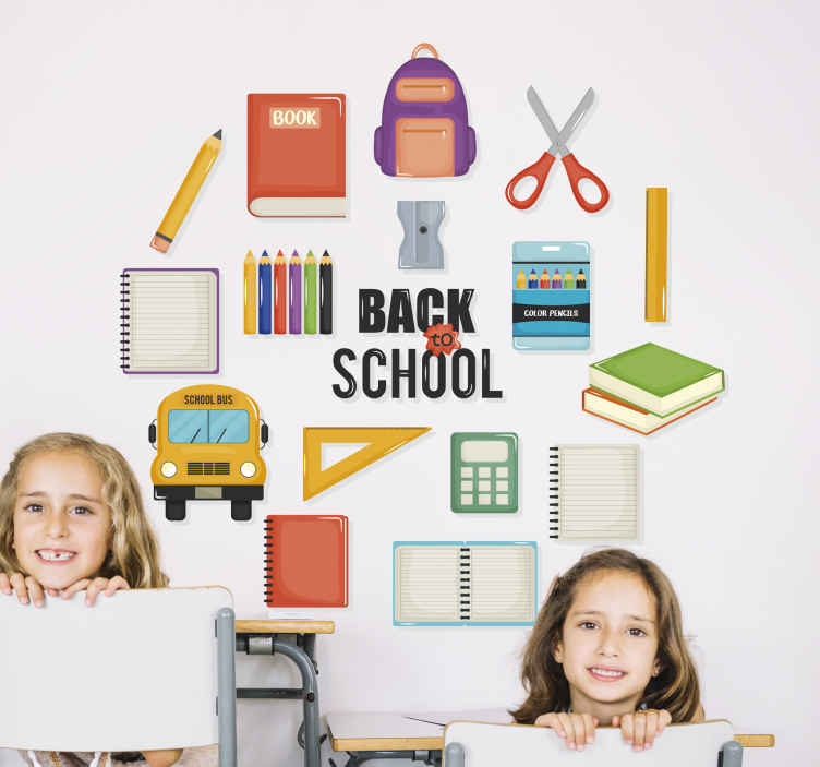 Adesivo per vetro Torna al pacchetto di simboli della scuola