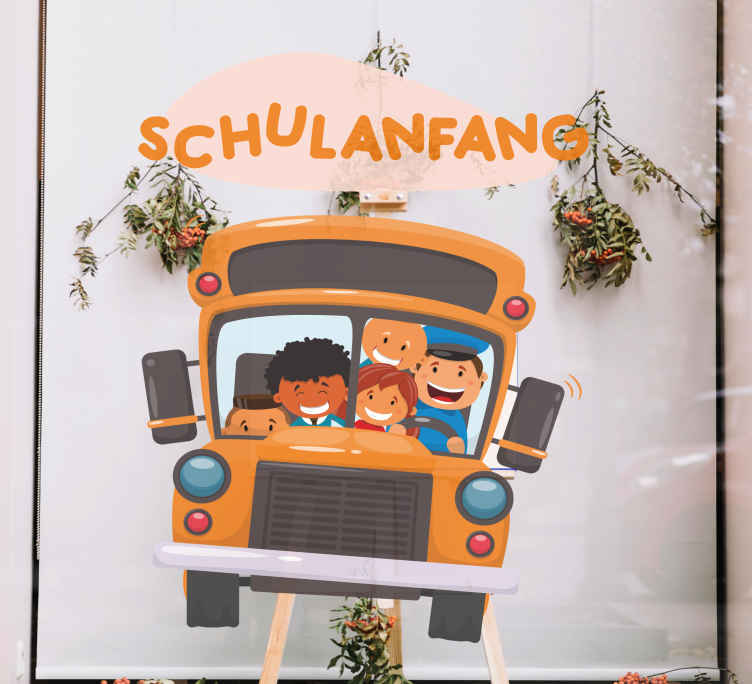 Schaufenster Klebefolie Zurück zur schule mit dem bus - TenStickers