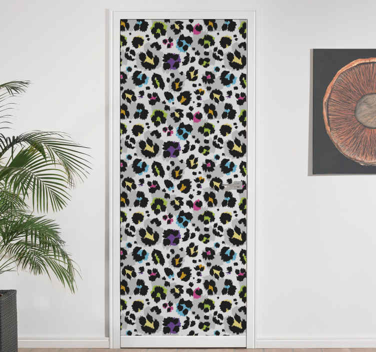 Colorful animal print door sticker - TenStickers