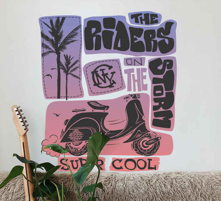 Object sticker scooter palm trees - TenStickers