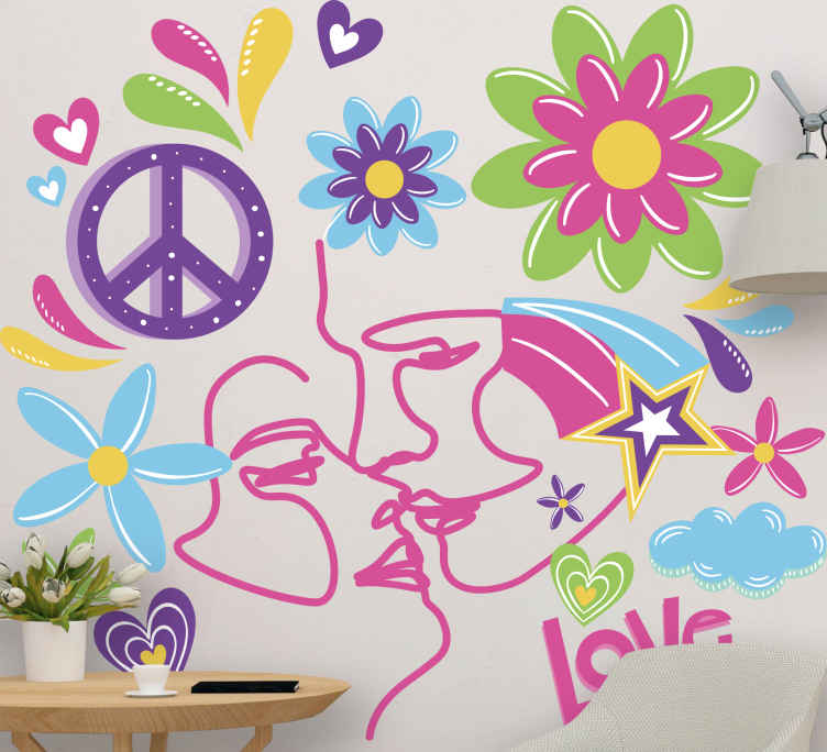 Peaceful flower hearts decoration wall sticker - TenStickers