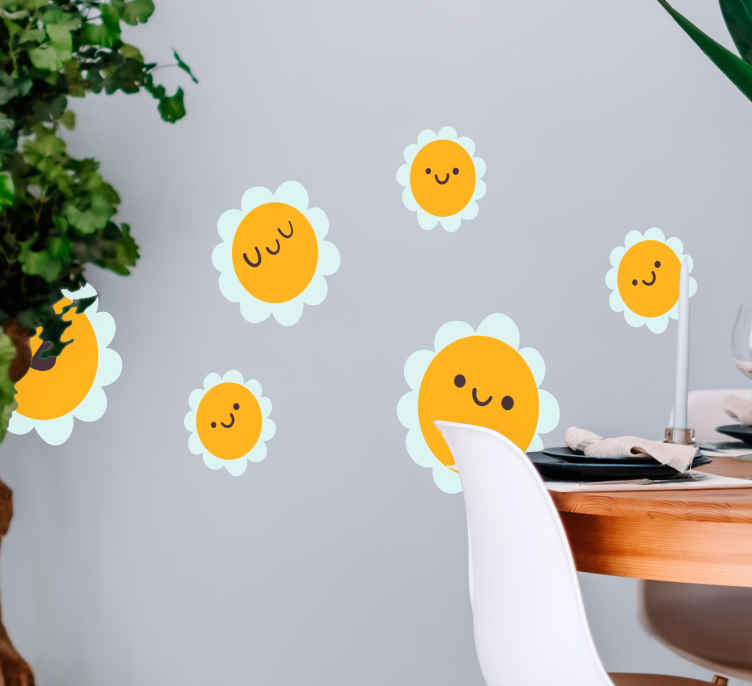 Happy flower design wall sticker - TenStickers