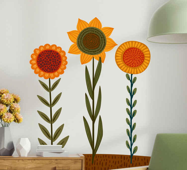 Hayvan Çıkartması işıltılı Çiçek Üçlüsü - TenStickers