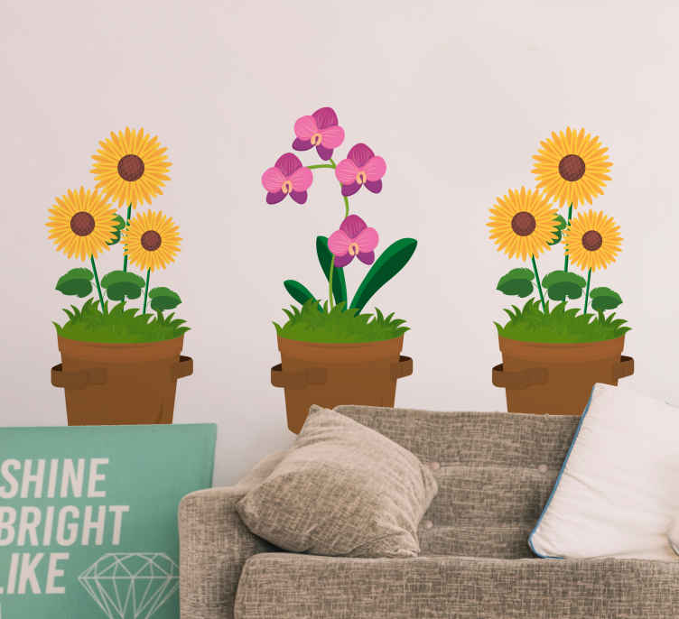 Wall sticker potted flower arrangement - TenStickers